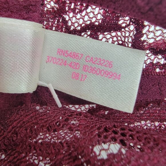 Victoria‎ Secret PINK Bra Maroon Lace Push-up Underwire Padded Cross Back S NWOT - Picture 9 of 9